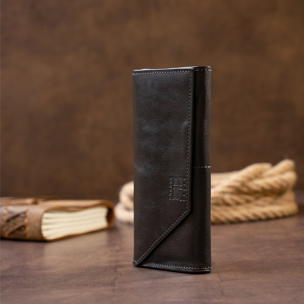 Горизонтальний клатч глянсовий на магніті GRANDE PELLE 11316 Чорний Київ - фото 1