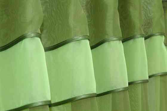 Кухонная занавеска VR-Textil № 018к штора и тюль с ламбрекеном оливковый с салатовым 270х170 см (50-217) Киев