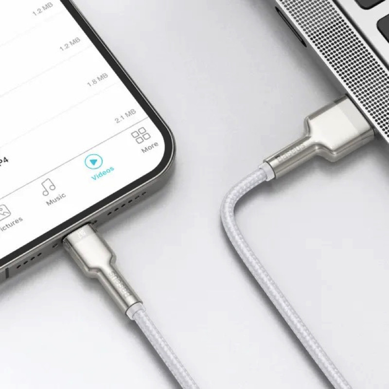 Кабель Baseus Cafule Series Metal Data Cable USB to IP 2.4A 1m White Одесса - изображение 8