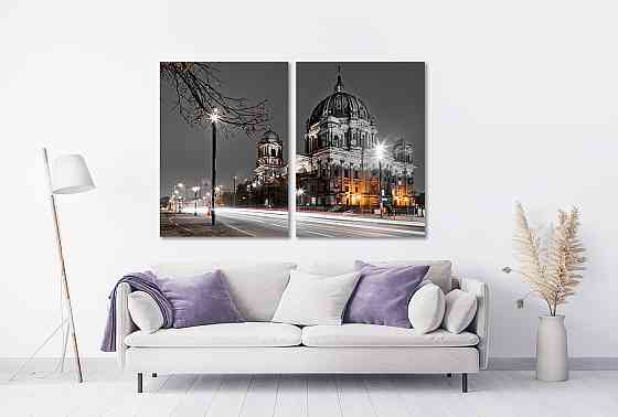 Модульная картина в гостиную / спальню  Нічне місто  TLV-2_033 90x132 см Київ
