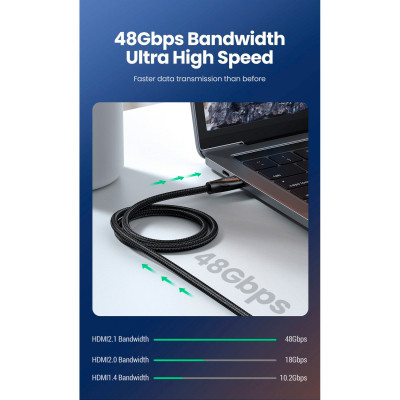 Кабель мультимедійний HDMI M to HDMI M 1.5m braided HD140 black Ugreen (80402) Вінниця - фото 2
