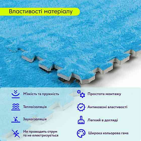 Пол-пазл плюшевый 60х60х1см Голубой (D) SW-00002091 Киев