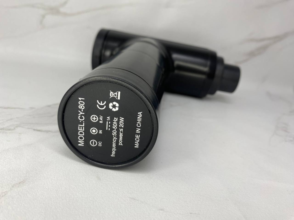 М'язовий ручний масажер Fascial Gun CY 801: 6 швидкісних режимів, 4 насадки, вібротерапія, акумулятор 2000 мАг для тіла (Б/В) Київ - фото 11