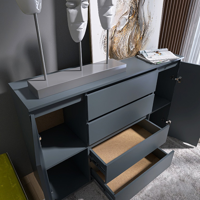 Комод Эверест КЛ-4 Лайт (телескопические) 140х38х93 см Графит (DTM-4899) Днепр - изображение 5