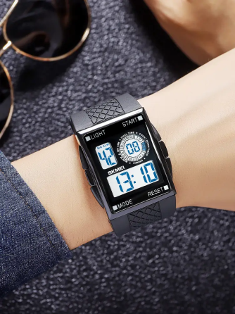 Чоловічий наручний кварцовий годинник Skmei 1967 (Чорний з білим циферблатом) Вінниця