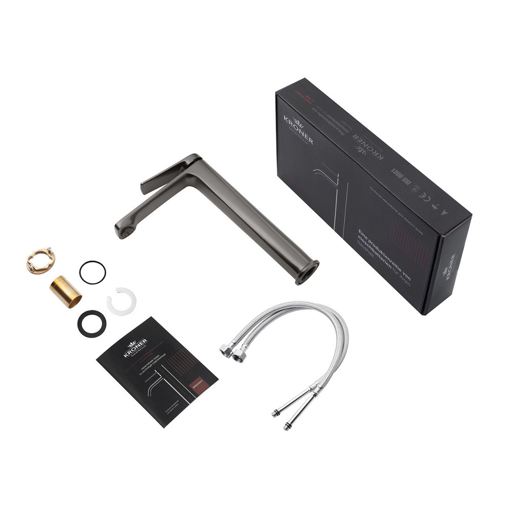 Змішувач для раковини високий Kroner KRP Makon - GRP010-3 графіт, Київ - фото 6