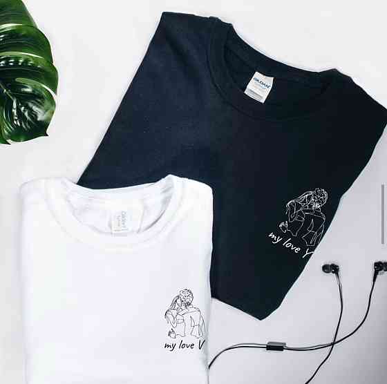 Парні футболки для хлопця та дівчини з написом My Love і Вашими ініціативами Чернівці