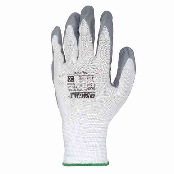 Трикотажные перчатки с частичным нитриловым покрытием р10 (серые, манжет) SIGMA (9443521) Ровно