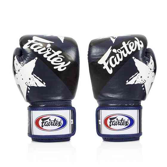 Боксерські рукавиці Fairtex BGV1 Nation Print Blue 12 унцій (бинти в комплекті) Кам'янське