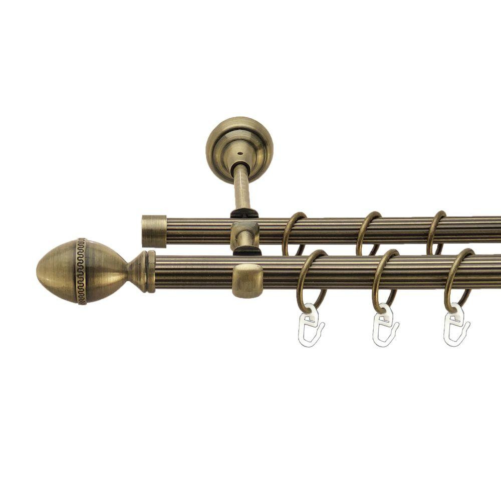 Карниз Orvit Фарже металевий дворядний відкритий рифлена труба кільце металеве Антик 19\16 мм 200 см (00-00022000) Львів - фото 1