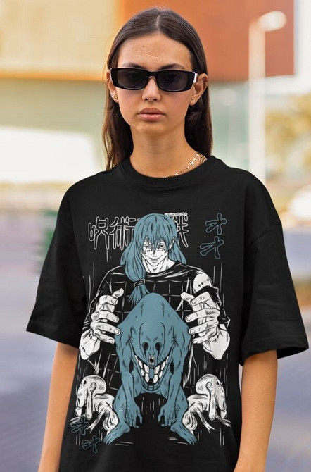 Футболка чоловіча з аніме принтом Магічна битва оверсайз (S/M/L) Чорний AnimeJ1149 Дніпро - фото 2