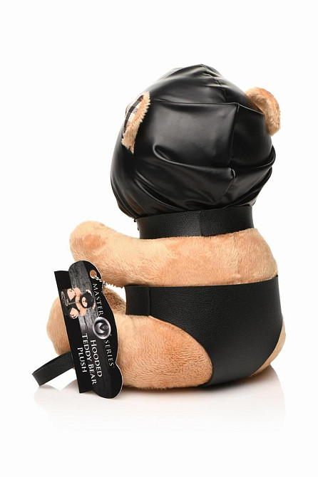 Плюшевий ведмедик HOODED Teddy Bear БДСМ у шкіряному капюшоні з повідцем, 23x16x12 см Sex Aura Київ - фото 3