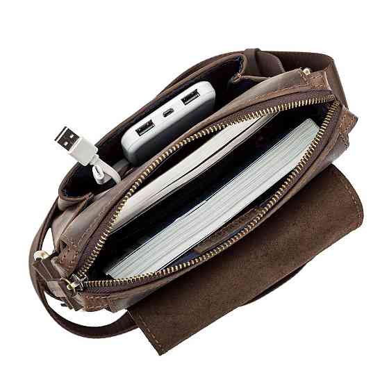 Сумка чоловіча SHVIGEL 11093 шкіряна Коричнева Київ