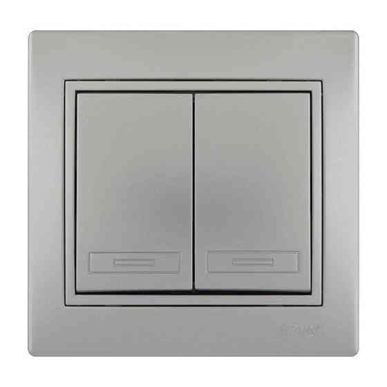 MIRA Вимикач подвійний метал сірий зі вставкою  Lezard Харків