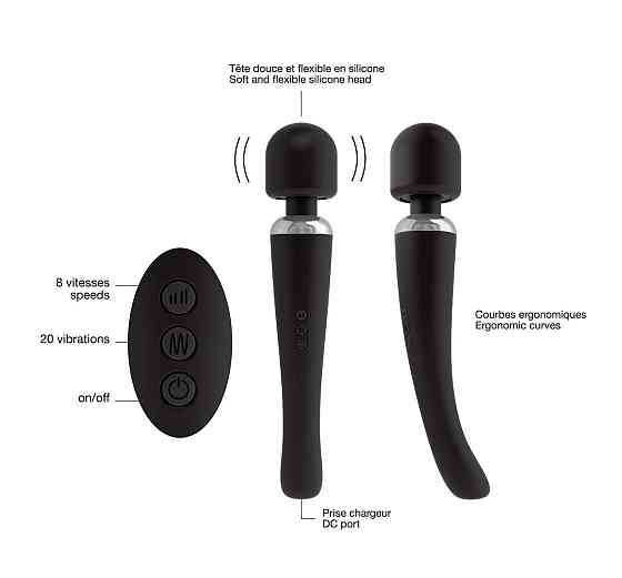 Мощный вибромассажер Dorcel Megawand Black перезаряжаемый, 160 режимов Sex Aura Киев