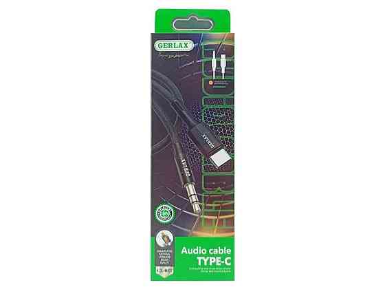 Кабель AUX - Type-C 3,5 GX-05T тканинний чорний 1м ТМ Gerlax Solmir Київ