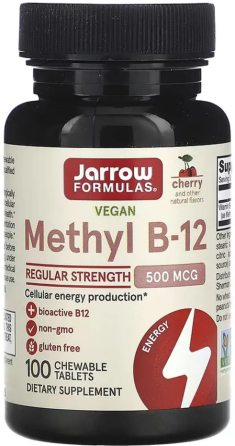 Витамин В12 жевательный 500 мкг Jarrow Formulas Methyl B-12 100 леденцов со вкусом вишни Киев