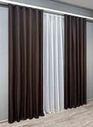 Комплект готових штор VR-Textil Жакард № 1746ш Коричневий 145х270 см 2 шт (33-0700) Київ
