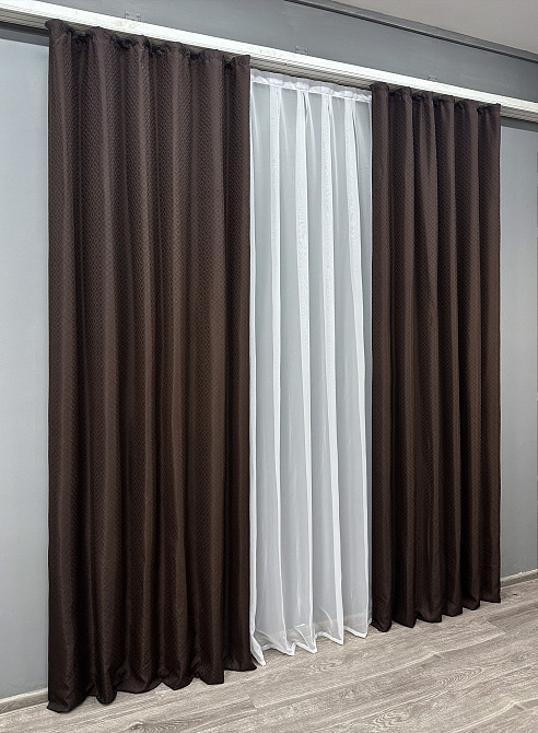 Комплект готових штор VR-Textil Жакард № 1746ш Коричневий 145х270 см 2 шт (33-0700) Київ - фото 4