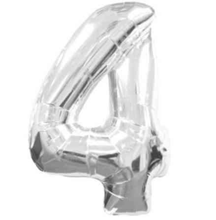 Шарик цифра 4 фольгированная 32 дюйма серебристый Киев