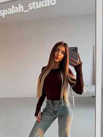 Жіночий базовий лонгслів із мікродайвінгу Шоколад Одеса