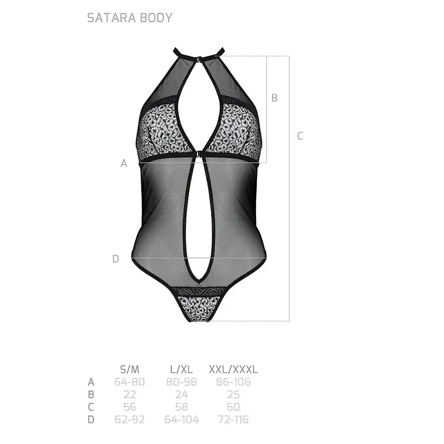 Сітчасте боді з мереживом на грудях Passion SATARA BODY XXL/XXXL red Львів - фото 5