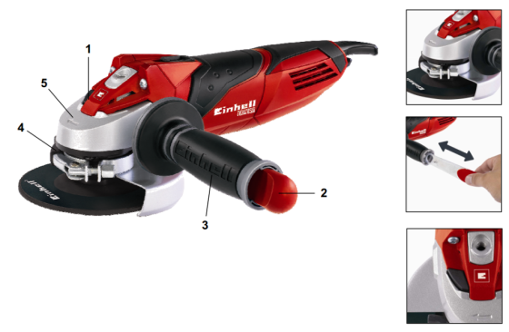 Професійна кутова шліфмашина Einhell TE-AG 125/750 : 750 Вт, 11100 об/хв, діаметр диска 125 мм (4430880) Київ