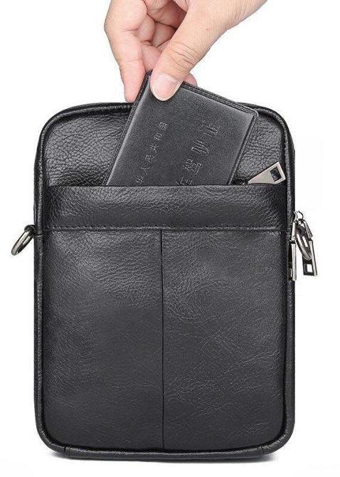 Сумка мужская кожаная флотар Черная (Vintage) Киев - изображение 2