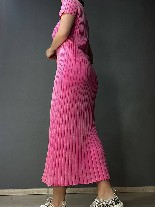 Сукня жіноча Fashion 3042 довга трапеція трикотажна в рубчик, рожевий, one size Київ - фото 19