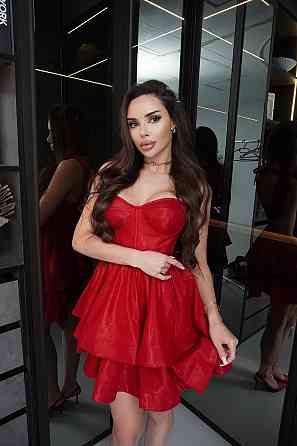 Женское романтическое праздничное платье мини люрекс диско Красный, 42 Одесса