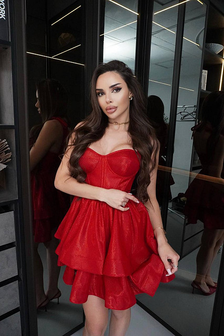 Жіноча романтична святкова сукня міні люрекс диско Червоний, 42 Одеса - фото 3