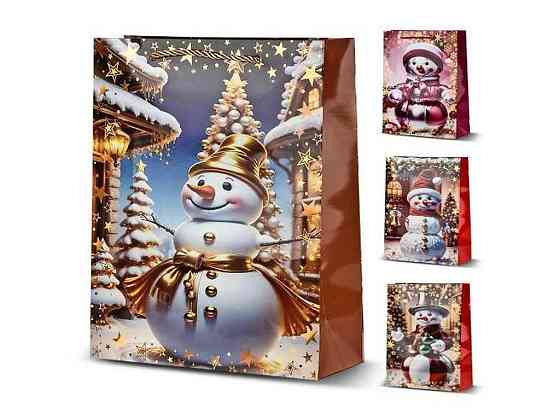 Пакет новорічний S Snowman 18*23*8см паперовий R33006 ТМ STENSON Київ