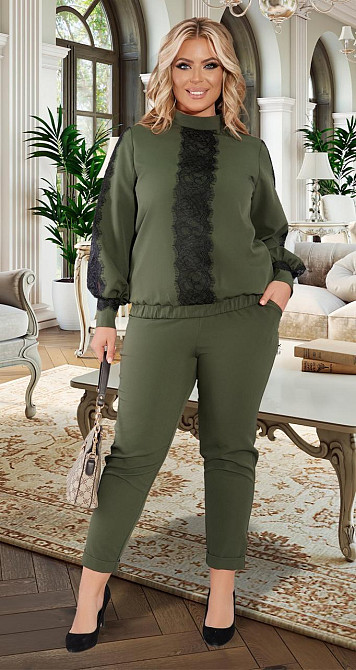 Гарний брючний костюм з мереживом великого розміру (54) Київ - фото 2