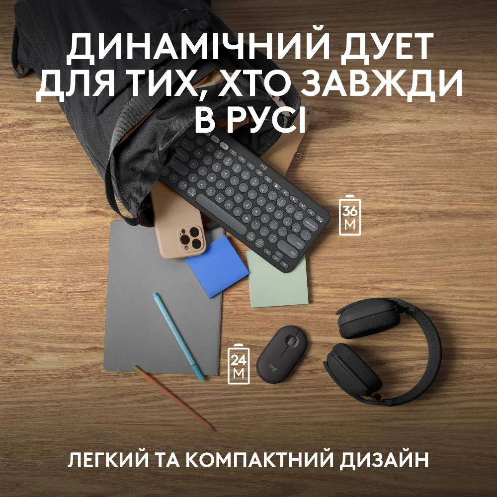 IT набір Logitech Pebble 2 Combo - Tonal Graphite - US INT'L - 2.4GHZ/BT (6915632) Київ - фото 10