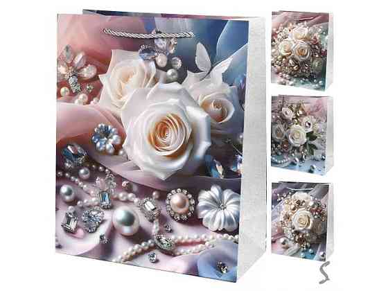 Пакет подарочный M Pearl roses 26*32*10см R33495-M ТМ STENSON Киев