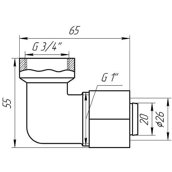 Кутник із внутрішньою різьбою APE ITALY 752 L 3/4″х26 Луцк