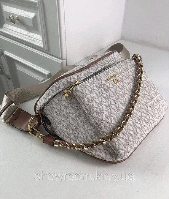 Жіноча сумка "бананка" на груди і на пояс MK Slater бежева Київ - фото 4