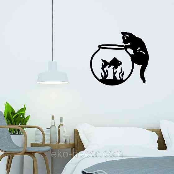 Декоративное настенное Панно «Кот» Декор на стену 70*63 см, Черный Киев