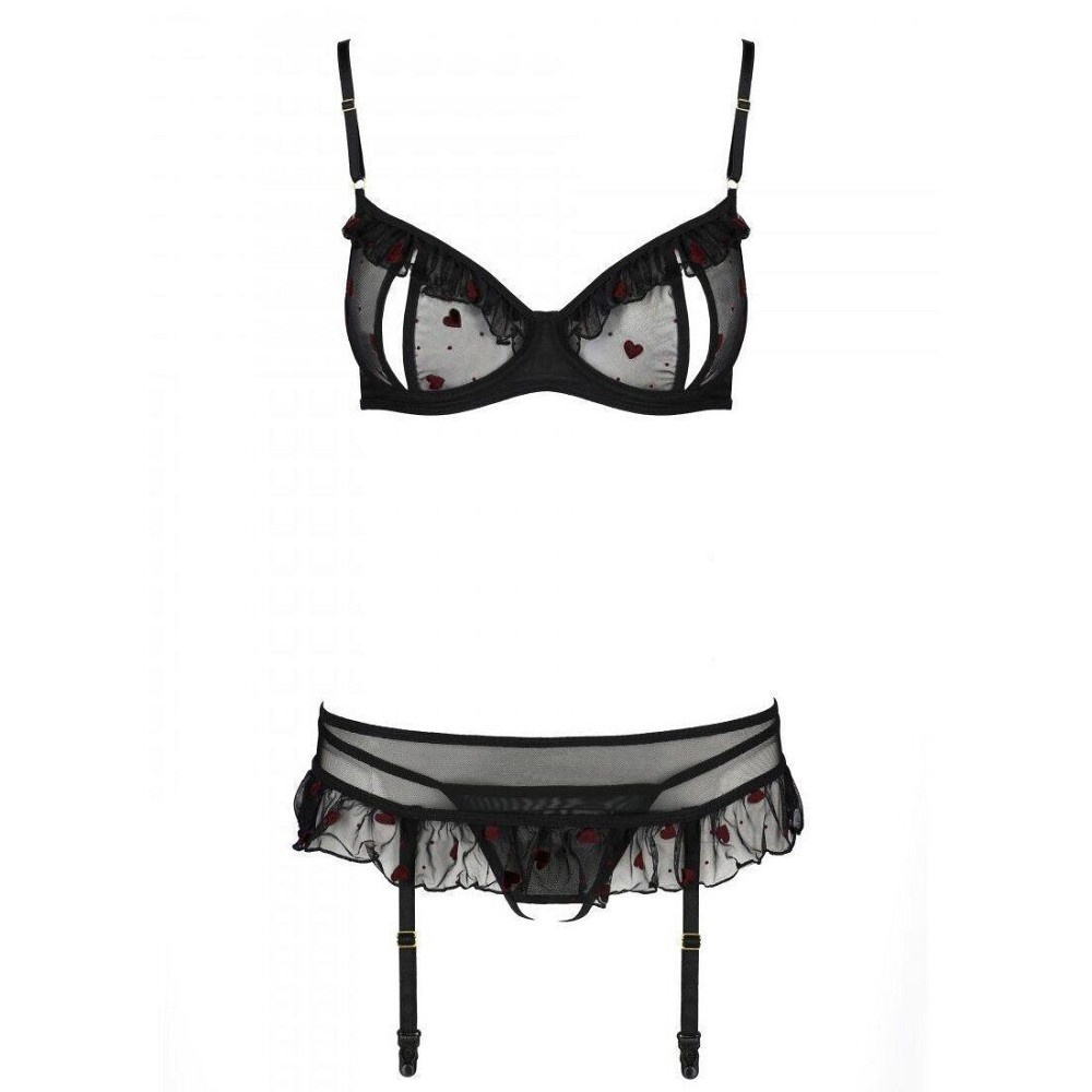 Сексуальний комплект з поясом для панчіх Passion LOVELIA SET L/XL, black Sex Aura Київ - фото 5