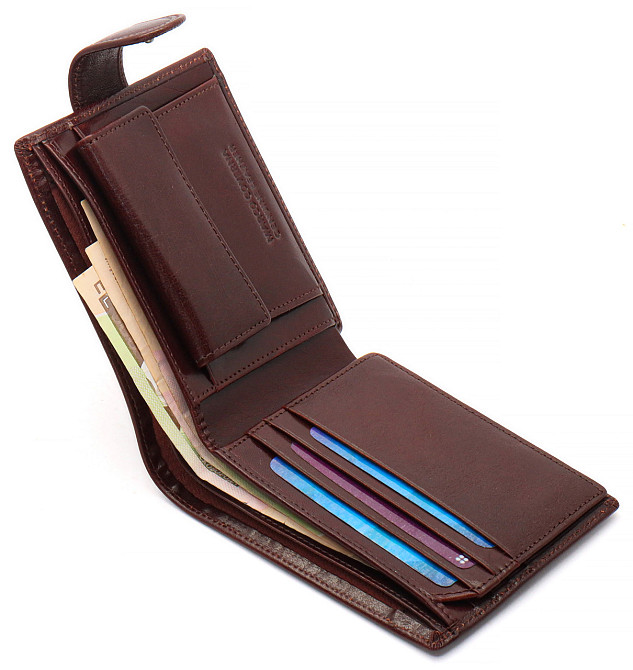 Чоловіче коричневе портмоне з натуральної шкіри Marco Coverna Київ - фото 6