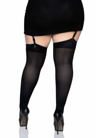 Щільні непрозорі панчохи Leg Avenue Nylon Thigh Highs Black, plus size Львов