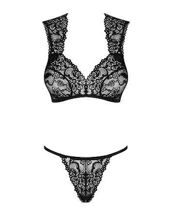 Комплект кружевного белья Obsessive Elisetta set Black L/XL Sex Aura Киев
