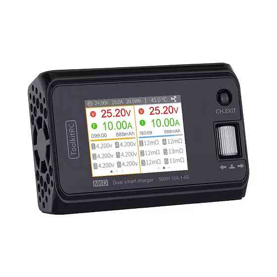 Зарядний пристрій ToolkitRC M6D 2 канали 500 Вт 15 А для LiPo, LiHV, Li-ion, NiMh, Pb акумуляторів 1-6S Київ