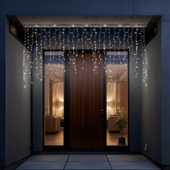 Новорічна гірлянда вулична Бахрома 6 м 105 LED білий провід Білий 6МWW Коломия