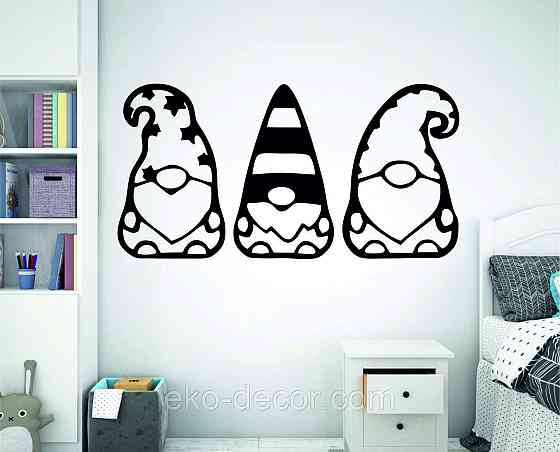 Декоративное настенное Панно «Гномики» Декор на стену 110*67 см-3шт, Черный Киев