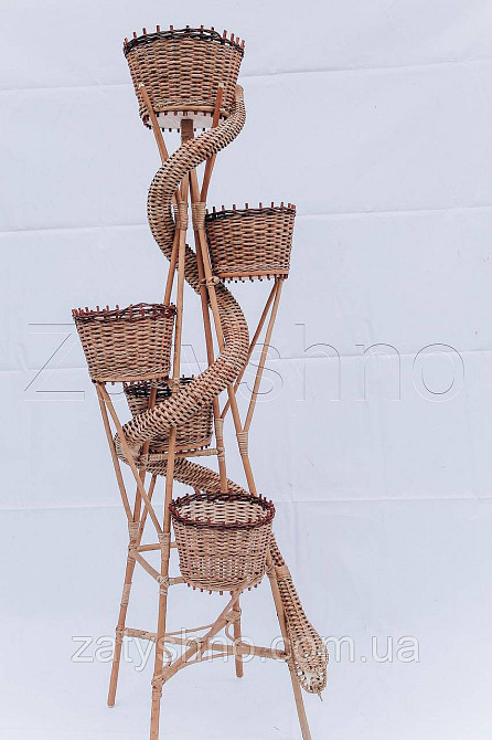 Підставка із лози квіткова | підставка з лози вулична під квіти квіткова підставка плетена Київ - фото 3