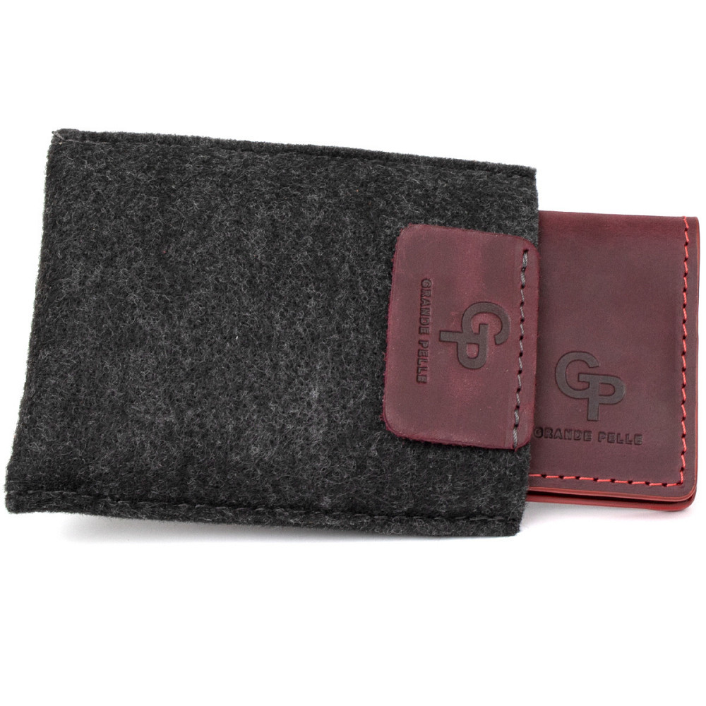Шкіряна візитниця GRANDE PELLE 11486 Бордовий Київ - фото 5