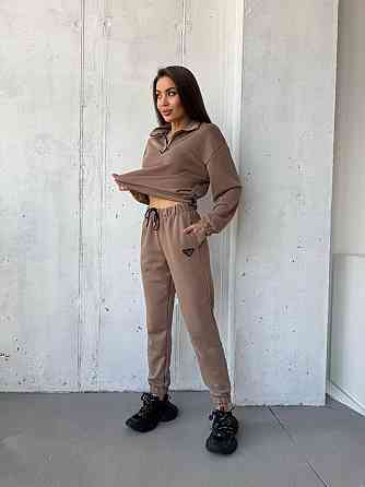 Жіночий повсякденний костюм-двійка: кофта та штани двохнитка-петля Капучино, 46 Одеса