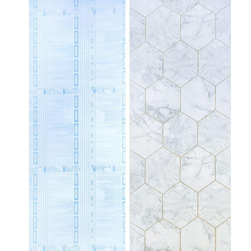 Самоклеющаяся пленка 0,45х10м х 0,07мм Серый мрамор золотые соты SW-00001212 Днепр - изображение 4