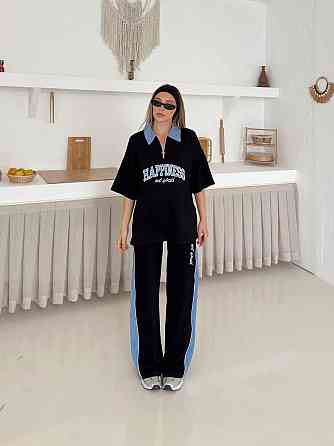 Женский стильный прогулочный костюм двойка трикотаж Черный, S Одесса